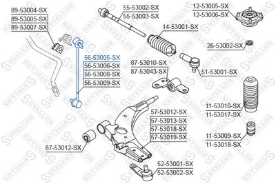 Тяга / стойка, стабилизатор STELLOX 56-53005-SX для KIA SHUMA