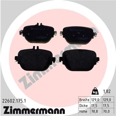 Комплект тормозных колодок, дисковый тормоз ZIMMERMANN 22602.175.1 для MERCEDES-BENZ EQC