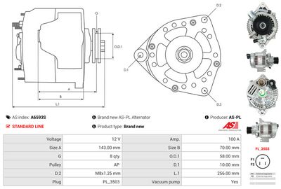 GENERATOR / ALTERNATOR AS-PL A6593S 4