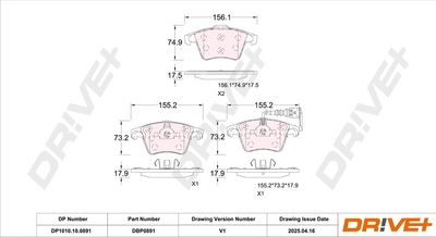 BREMSBELAGSATZ SCHEIBENBREMSE DR!VE+ DP1010100891 2