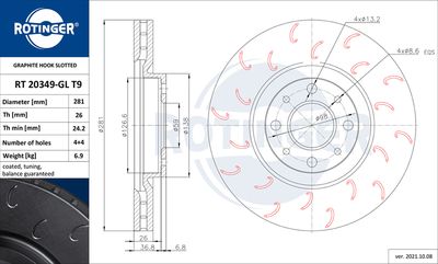 спирачен диск ROTINGER RT 20349-GL T9