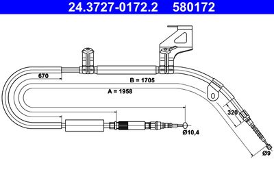 ATE 24.3727-0172.2 Трос ручного тормоза  для AUDI A6 (Ауди А6)