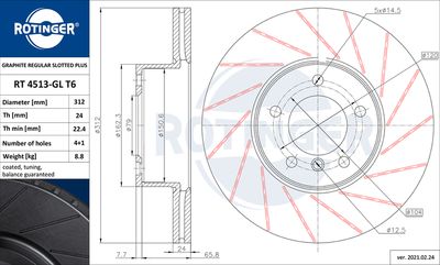 спирачен диск ROTINGER RT 4513-GL T6