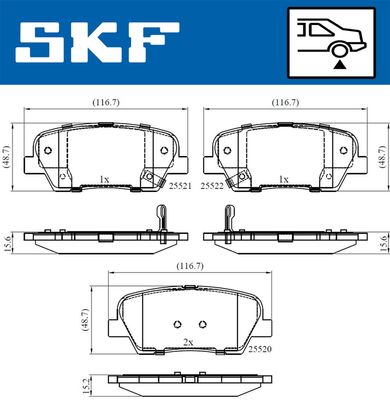 Комплект тормозных колодок, дисковый тормоз SKF VKBP 90335 A для KIA MOHAVE