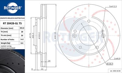 Tarcza hamulcowa ROTINGER RT 20428-GL T5