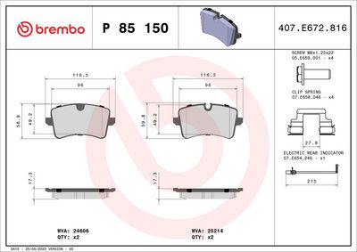 Brake Pad Set, disc brake P 85 150