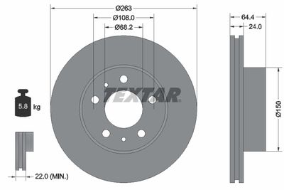 Тормозной диск TEXTAR 92021800 для VOLVO 240