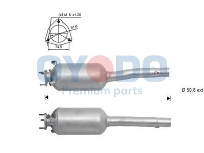 Filtr sadzy / filtr cząstek stałych, układ wydechowy OYODO 51861471