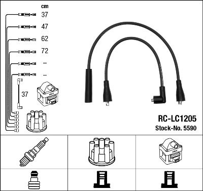 Комплект проводов зажигания NGK 5590 для LANCIA BETA