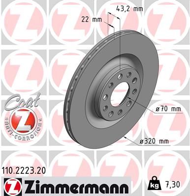 Тормозной диск ZIMMERMANN 110.2223.20 для ALFA ROMEO STELVIO