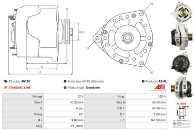 GENERATOR / ALTERNATOR AS-PL A6150 4
