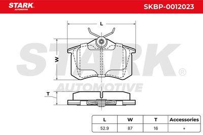 комплект спирачно феродо, дискови спирачки STARK SKBP-0012023