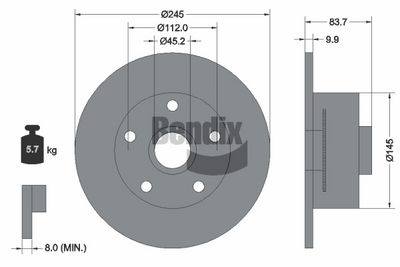 спирачен диск BENDIX Braking BDS1323