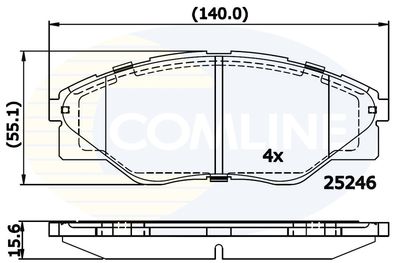 COMLINE CBP01660 Тормозные колодки и сигнализаторы для TOYOTA HILUX VII Пикап (_N1_, _N2_, _N3_) 2.5 D-4D (KUN15_)