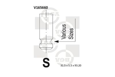 BGA V165660 Клапан впускной  для HYUNDAI VELOSTER (Хендай Велостер)