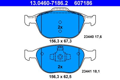 Brake Pad Set, disc brake 13.0460-7186.2