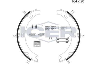 комплект спирачна челюст, ръчна спирачка ICER 79PB4012 C