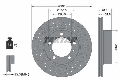 Тормозной диск TEXTAR 92165205 для PORSCHE CAYMAN