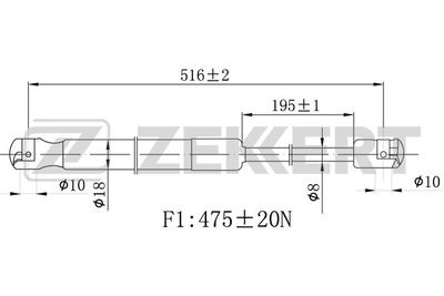 Газовая пружина, крышка багажник ZEKKERT GF-2479 для HYUNDAI i30