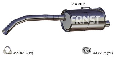 Глушитель выхлопных газов конечный ERNST 314206 для FIAT 500