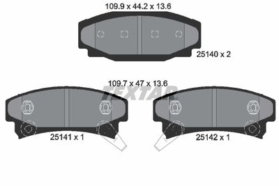Комплект тормозных колодок, дисковый тормоз TEXTAR 2514001 для CADILLAC SEVILLE