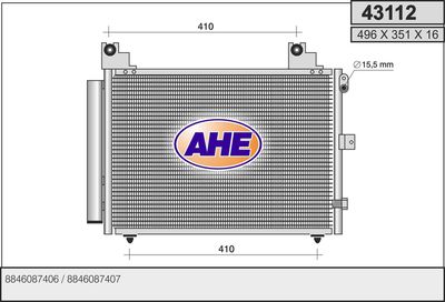 Конденсатор, кондиционер AHE 43112 для DAIHATSU TERIOS