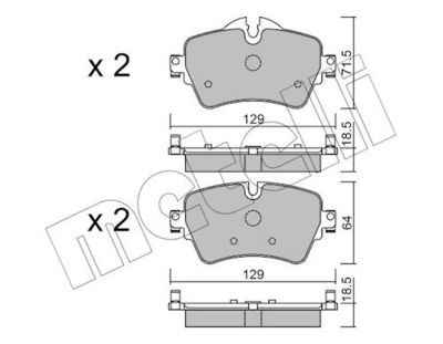 комплект спирачно феродо, дискови спирачки METELLI 22-1013-0