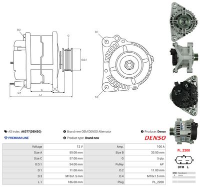 GENERATOR / ALTERNATOR AS-PL A6377DENSO 4