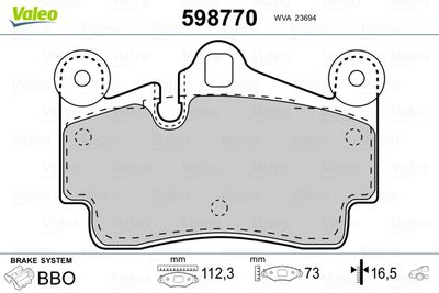 Brake Pad Set, disc brake 598770