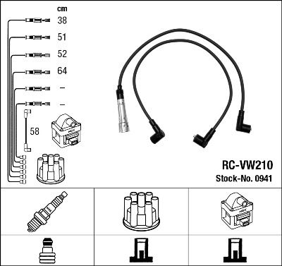 Комплект проводов зажигания NGK 0941 для VW VENTO