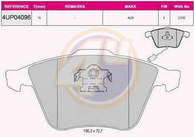 4u 4UP04096 Тормозные колодки и сигнализаторы  для AUDI A4 B6 Avant (8E5) 2.5 TDI quattro