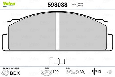 Комплект тормозных колодок, дисковый тормоз VALEO 598088 для SEAT 132