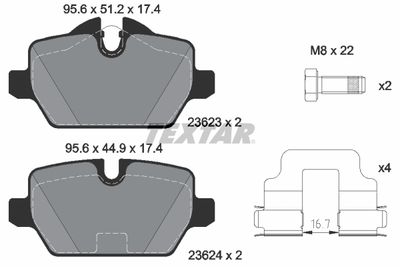 Bromsbeläggssats, skivbroms TEXTAR 2362303