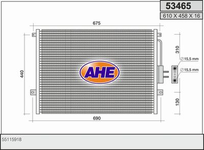 Конденсатор, кондиционер AHE 53465 для JEEP CHEROKEE