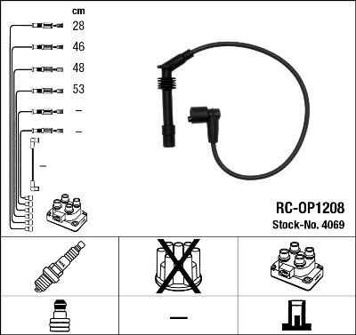 Комплект проводов зажигания NGK 4069 для OPEL OMEGA