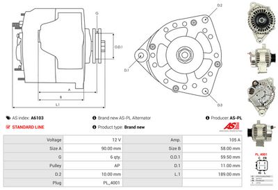 GENERATOR / ALTERNATOR AS-PL A6103 4