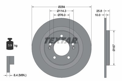 TEXTAR 92252703 Тормозные диски  для KIA CEED (Киа Кеед)