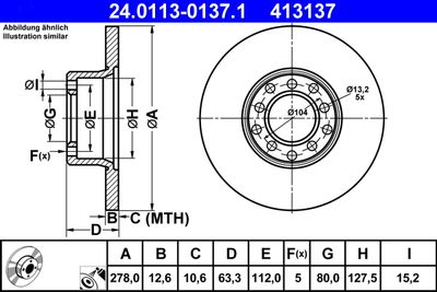 Тормозной диск ATE 24.0113-0137.1 для MERCEDES-BENZ /8