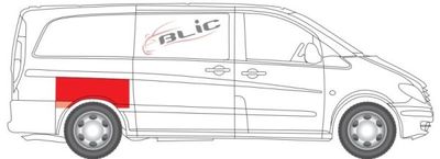 Fender reparatieset Achter Rechts (bovenste deel) past: MERCEDES VITO / VIANO W639 09.03-10.10