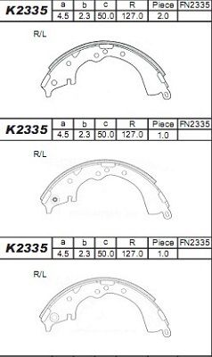 Комплект тормозных колодок ASIMCO K2335 для TOYOTA HILUX
