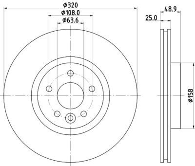 Тормозной диск HELLA 8DD 355 125-151 для VOLVO V40