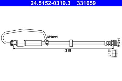 ATE 24.5152-0319.3 Тормозной шланг  для AUDI A5 (Ауди А5)