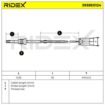 датчик, температура на изгорелите газове RIDEX 3938E0124