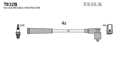 Комплект проводов зажигания TESLA T832B для FSO POLONEZ