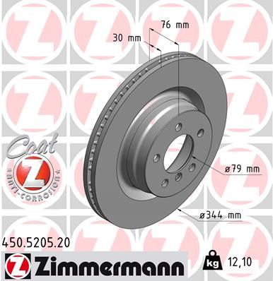 ZIMMERMANN 450.5205.20 Тормозные диски  для LAND ROVER RANGE ROVER III (L322) 4.4 4x4