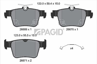комплект спирачно феродо, дискови спирачки PAGID T4673N