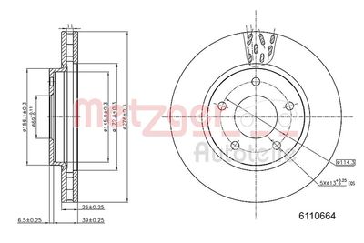 Tarcza hamulcowa METZGER AUTOTEILE 6110664