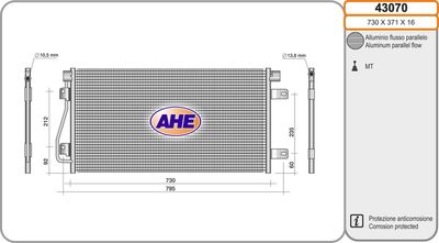 AHE 43070 Радіатор кондиціонера 