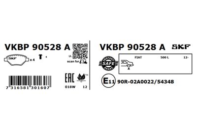 Комплект тормозных колодок, дисковый тормоз VKBP 90528 A