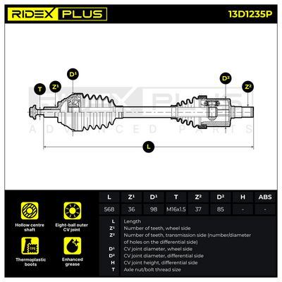 полуоска RIDEX 13D1235P
